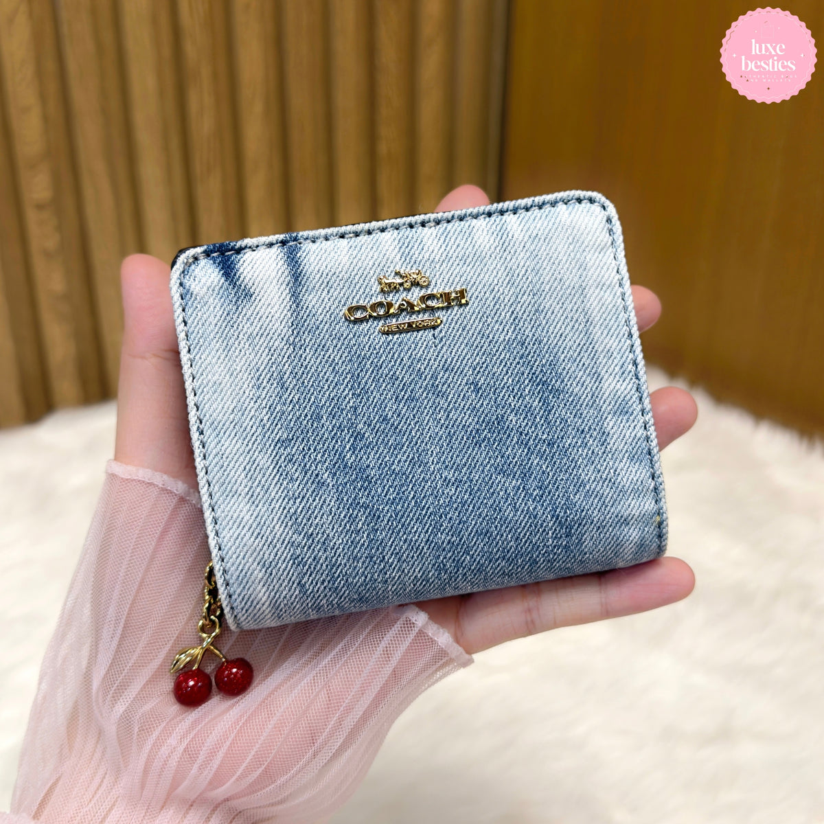 COACH Snap Wallet In Loved Denim With Charm