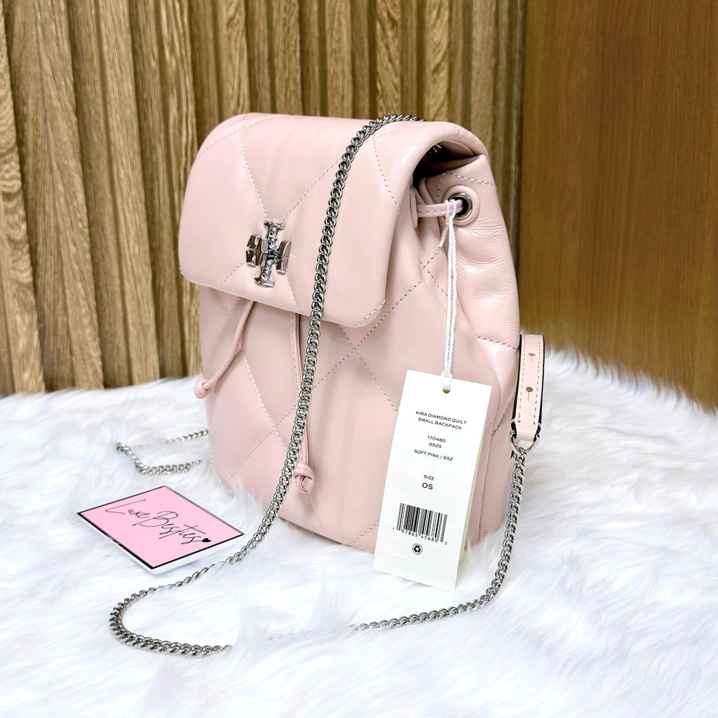 TORY BURCH Small Kira Diamond Quilted Leather Backpack | Soft Pink