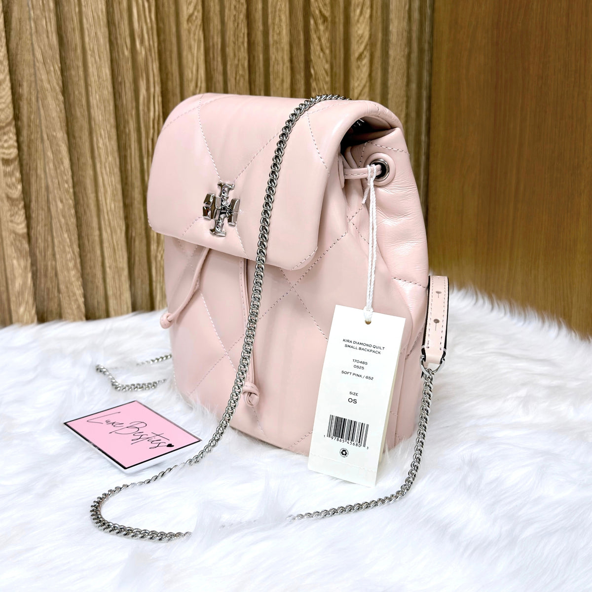 TORY BURCH Small Kira Diamond Quilted Leather Backpack | Soft Pink