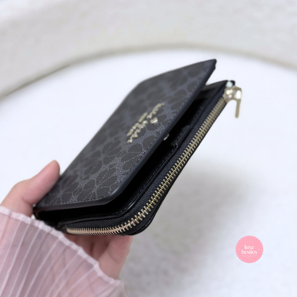 KATE SPADE Spade Flower Small L-Zip Wallet | Black
