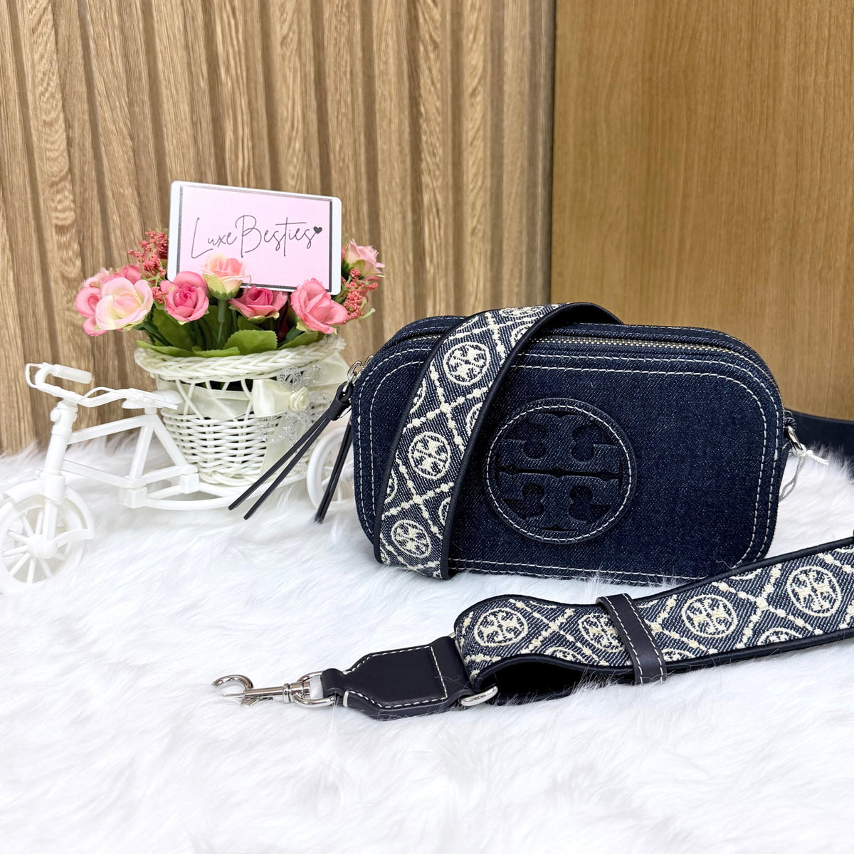 TORY BURCH Retail Mini Miller Denim Crossbody Bag | Royal Navy