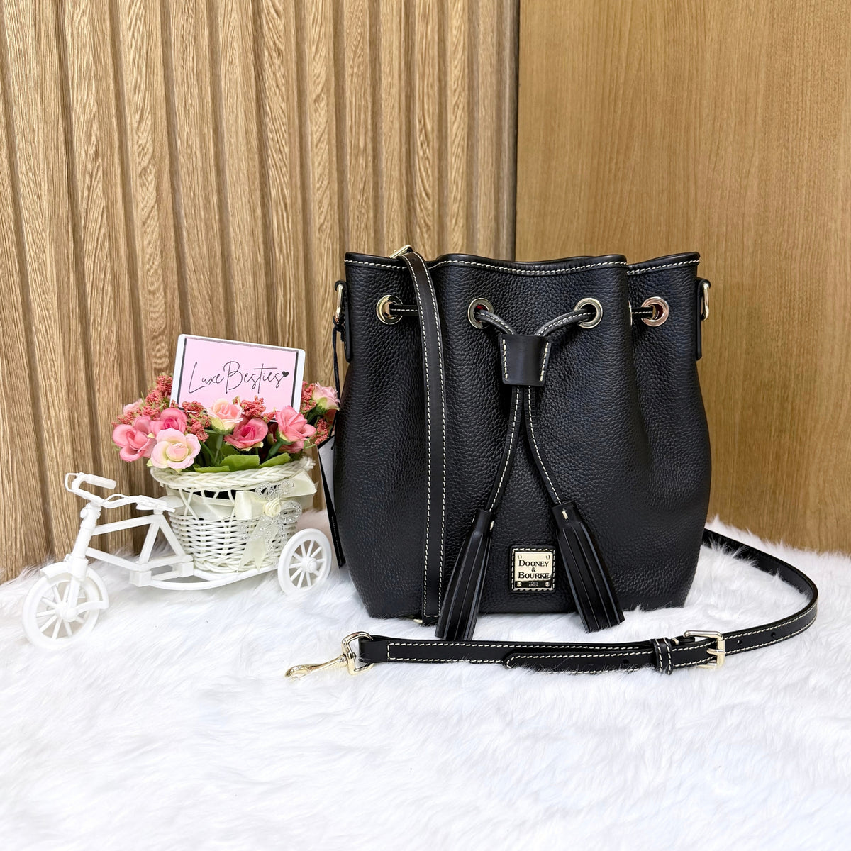 DOONEY & BOURKE Pebble Grain Aimee Crossbody Bucket Bag | Black Black