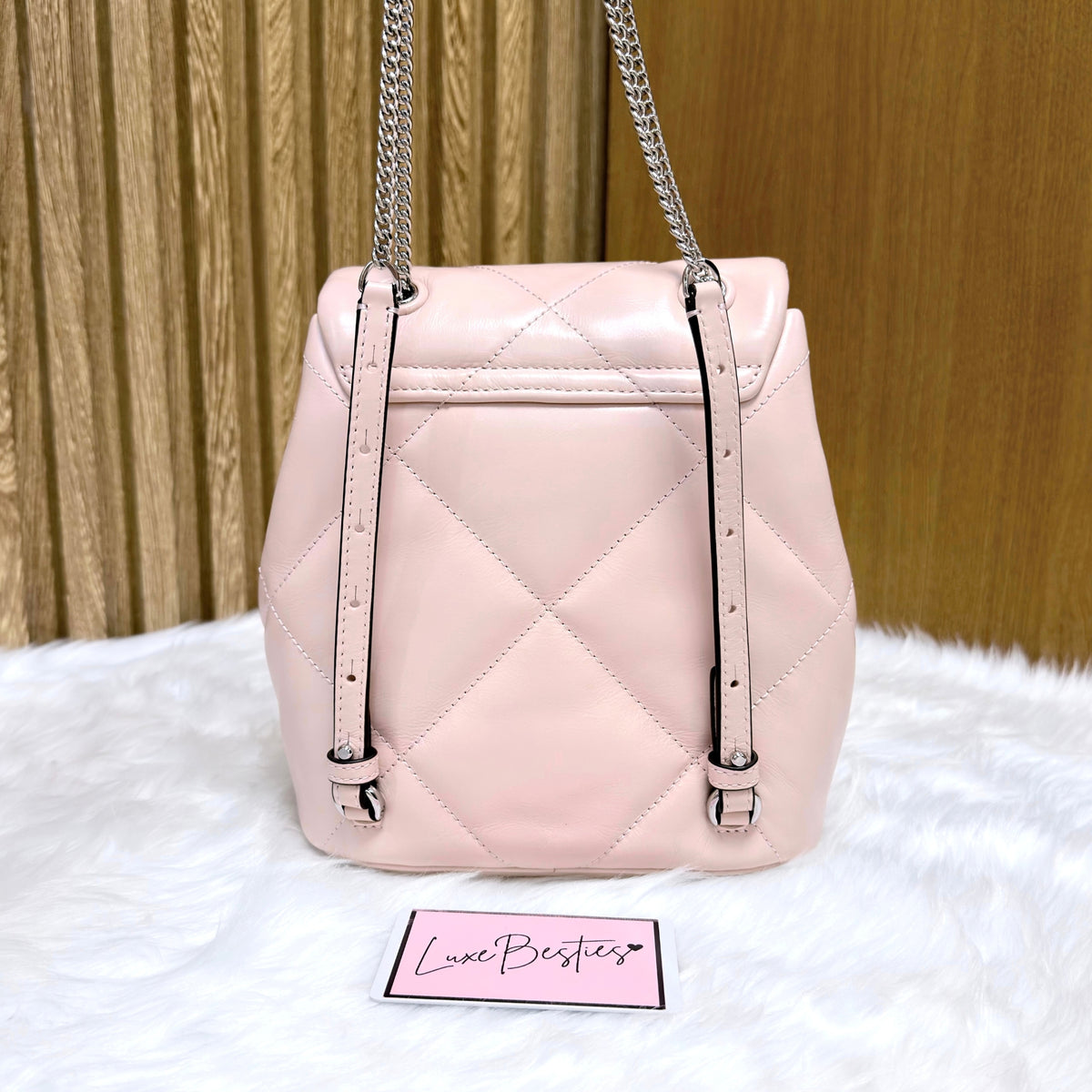 TORY BURCH Small Kira Diamond Quilted Leather Backpack | Soft Pink