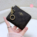 COACH Small Corner Zip Wallet In Signature Canvas | Walnut/Black