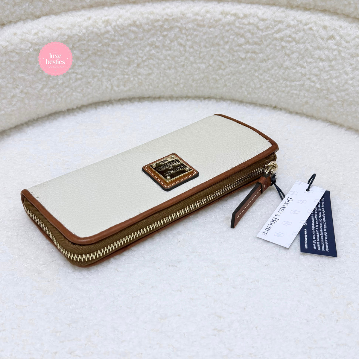 DOONEY & BOURKE Pebble Grain Zip Clutch | Bone