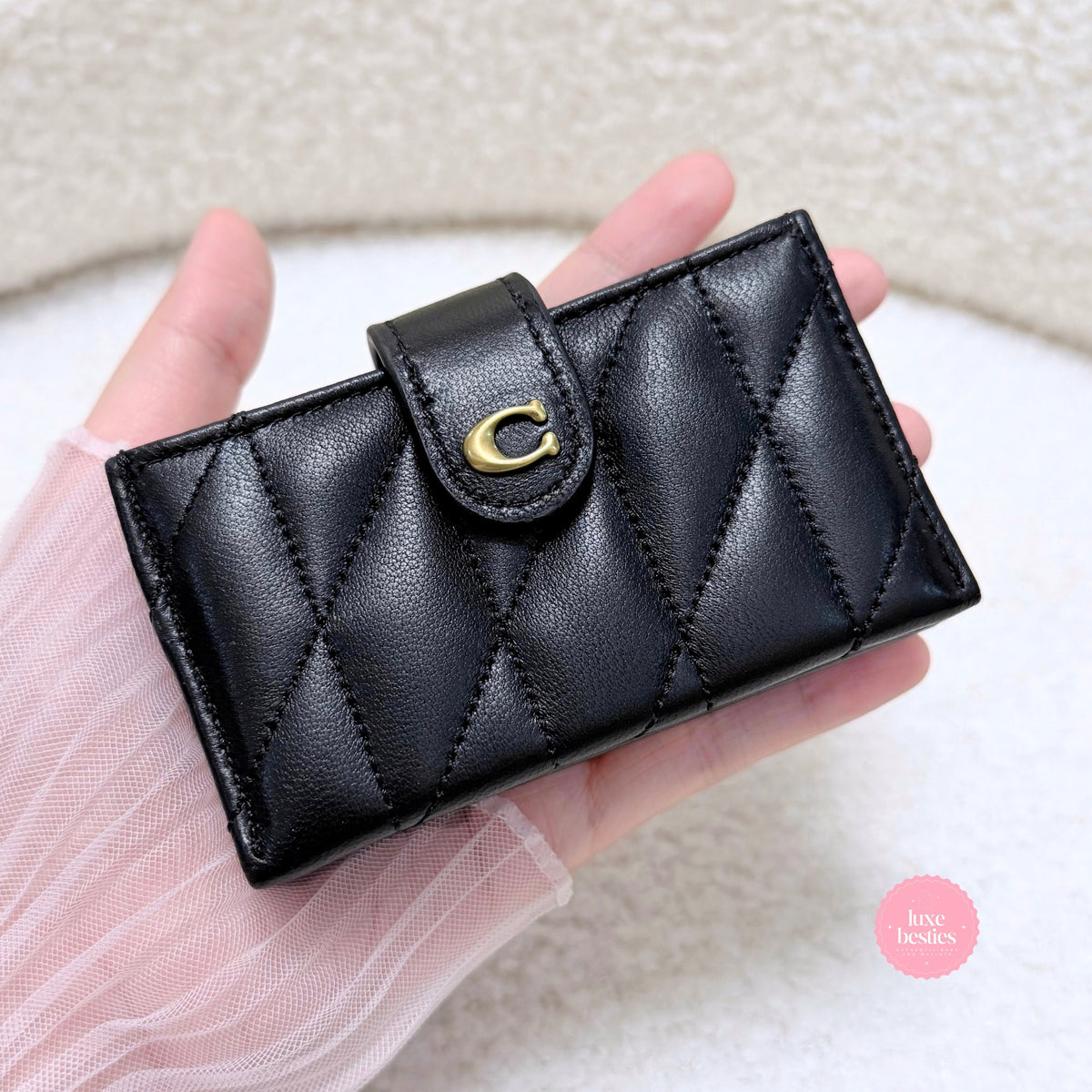 COACH Retail Multi Card Holder With Pillow Quilting | Black