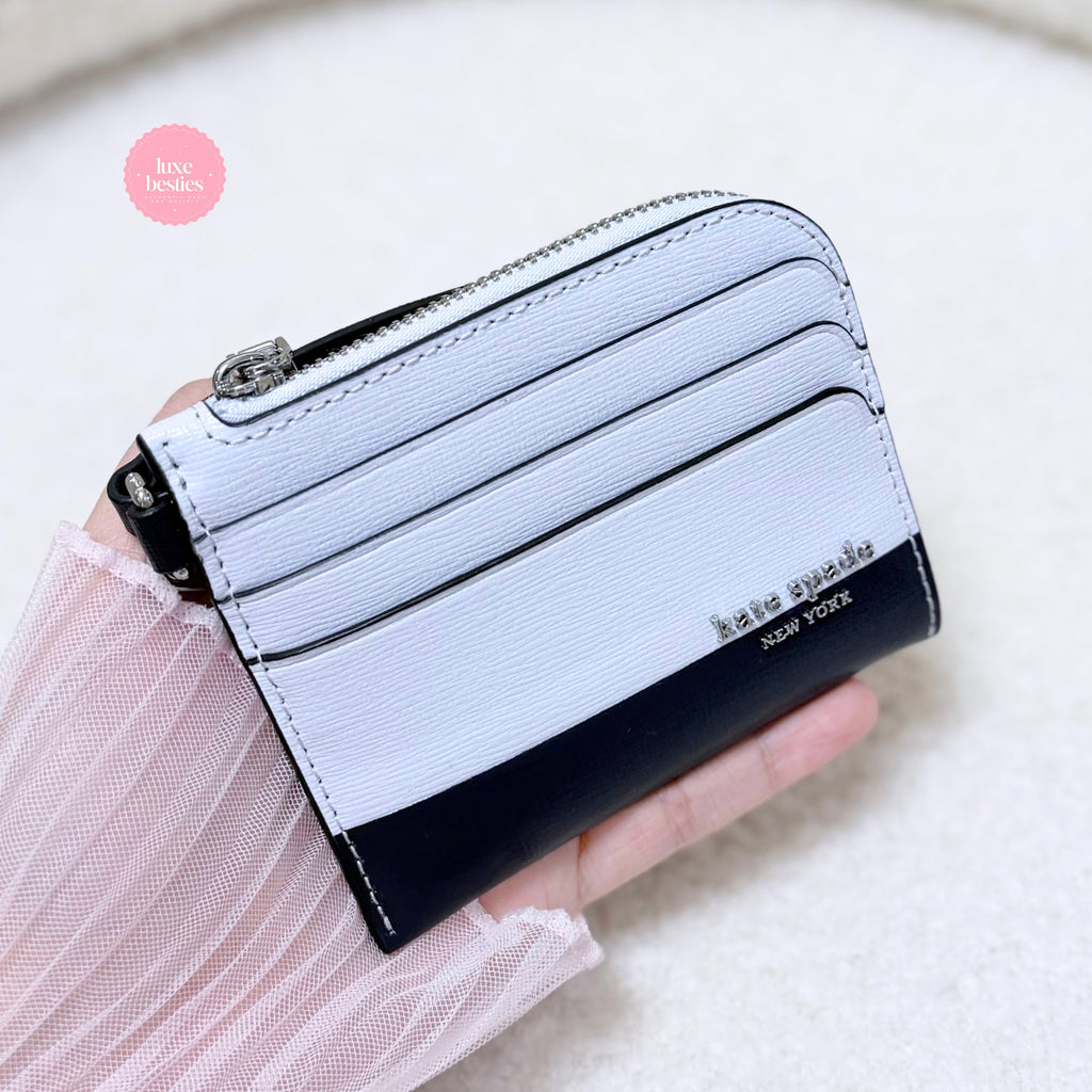 KATE SPADE Retail Devin Colorblocked Coin Card Case Wristlet | Pale Saphirrine