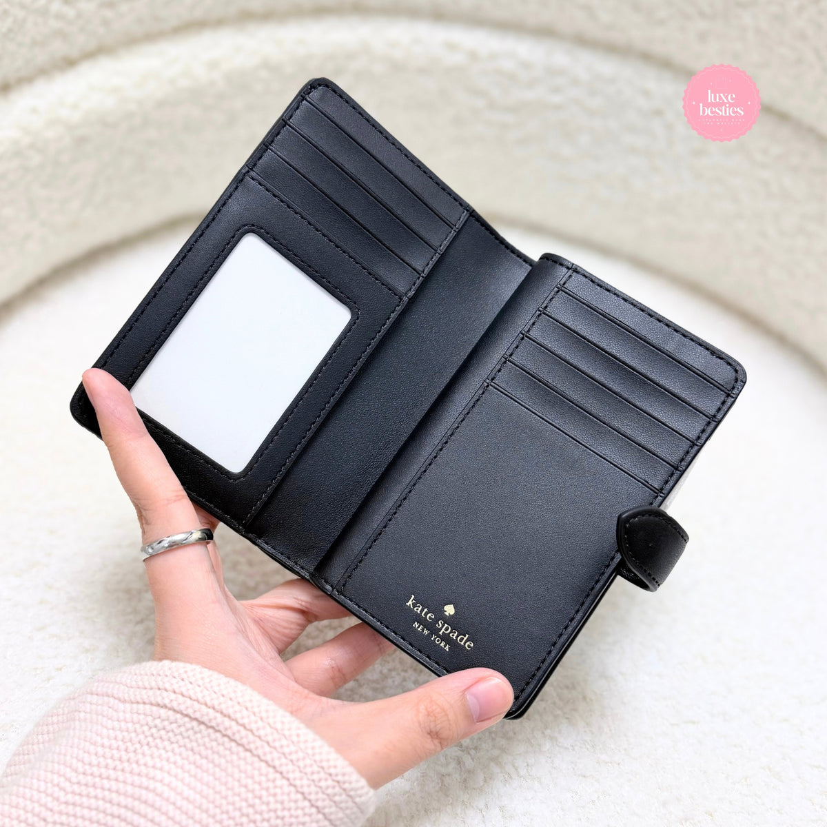 KATE SPADE Spade Flower Medium Bifold Wallet | Black
