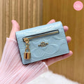 COACH Card Case With Charm In Signature Leather | Light Blue
