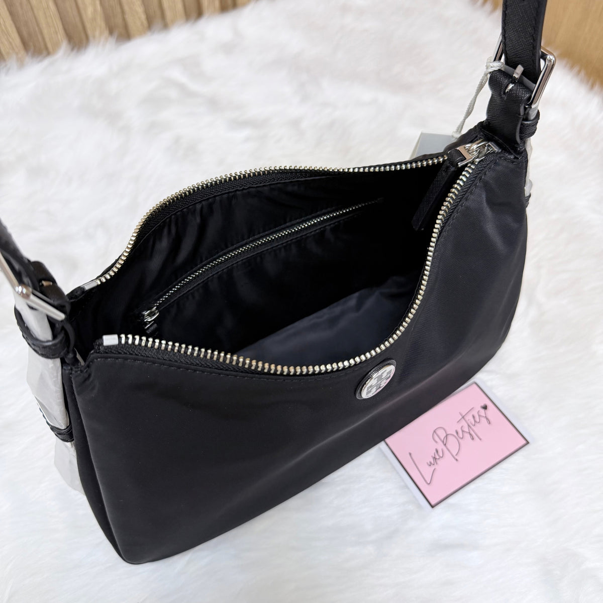 TORY BURCH Small Nylon Zip-Top Shoulder Bag | Black