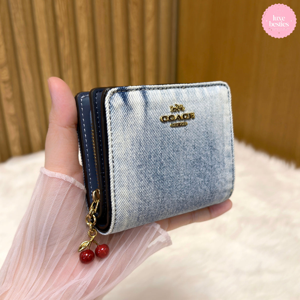 COACH Snap Wallet In Loved Denim With Charm