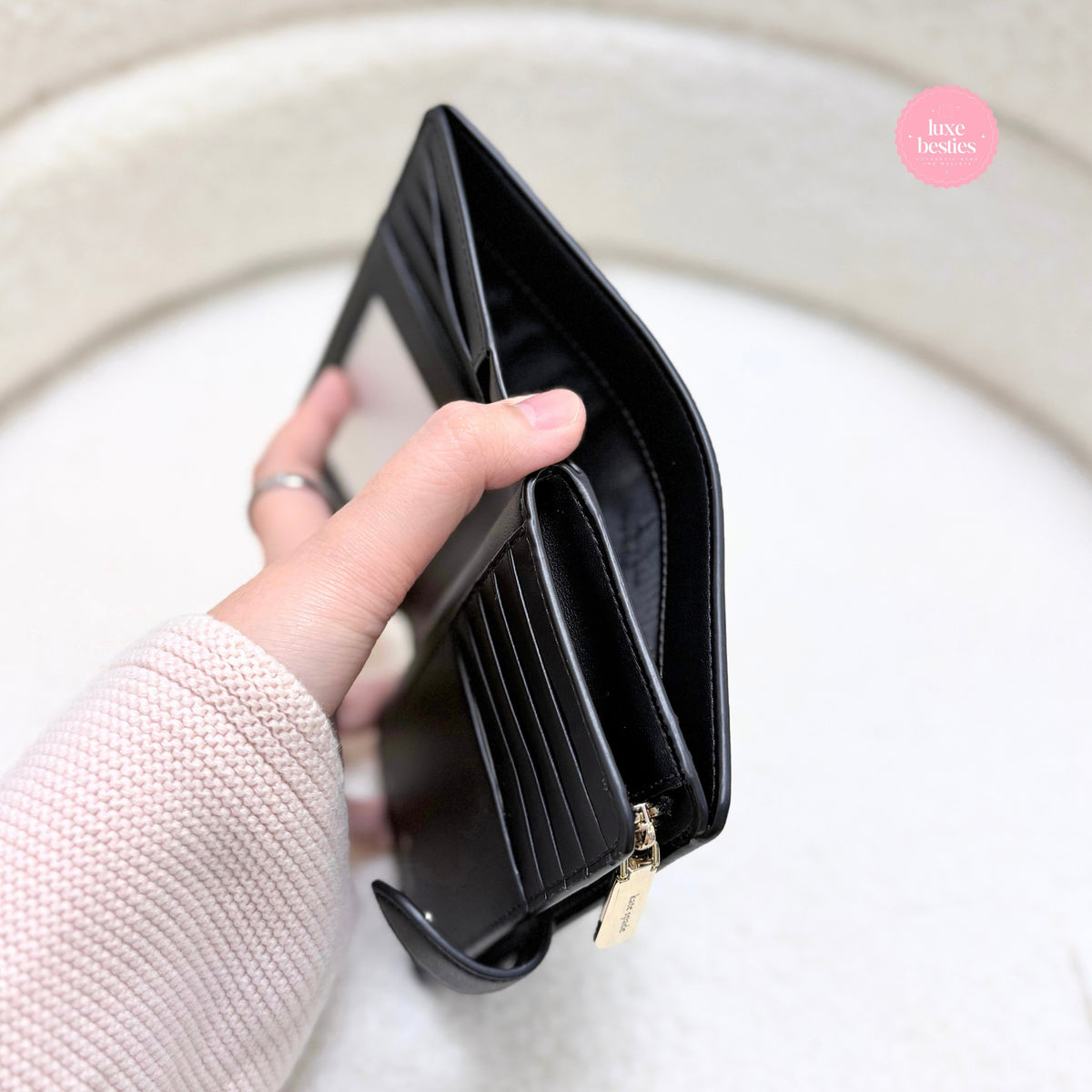 KATE SPADE Spade Flower Medium Bifold Wallet | Black