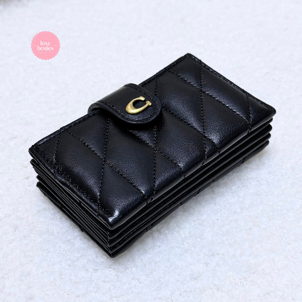 COACH Retail Multi Card Holder With Pillow Quilting | Black