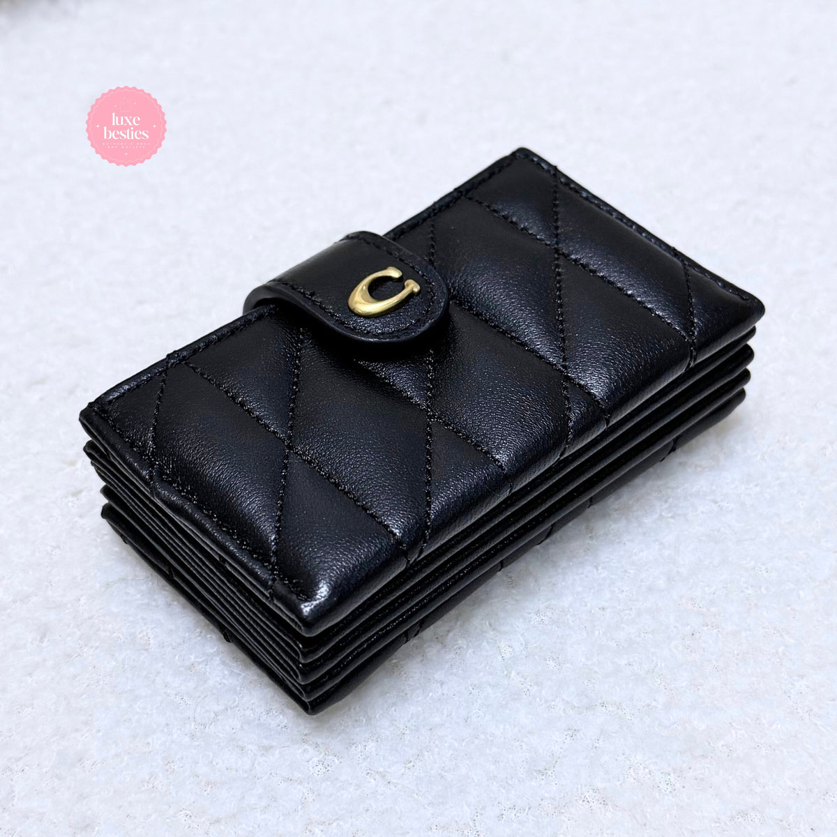 COACH Retail Multi Card Holder With Pillow Quilting | Black