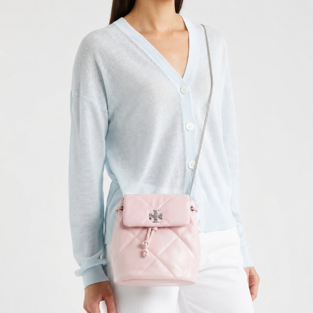 TORY BURCH Small Kira Diamond Quilted Leather Backpack | Soft Pink