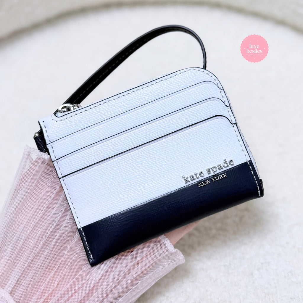 KATE SPADE Retail Devin Colorblocked Coin Card Case Wristlet | Pale Saphirrine