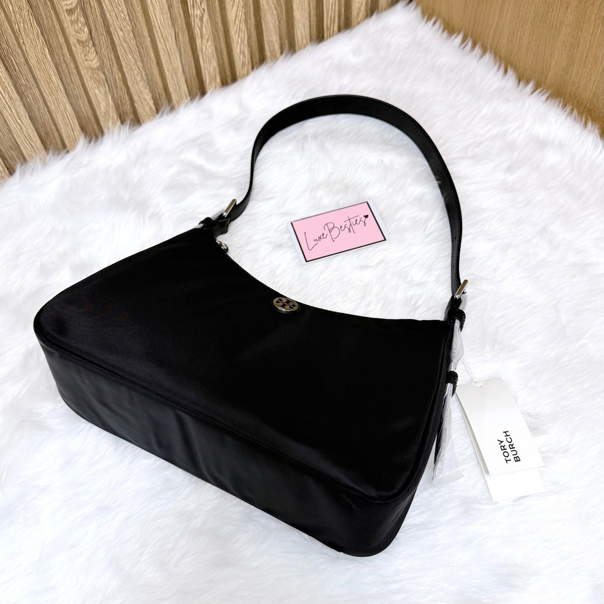 TORY BURCH Small Nylon Zip-Top Shoulder Bag | Black