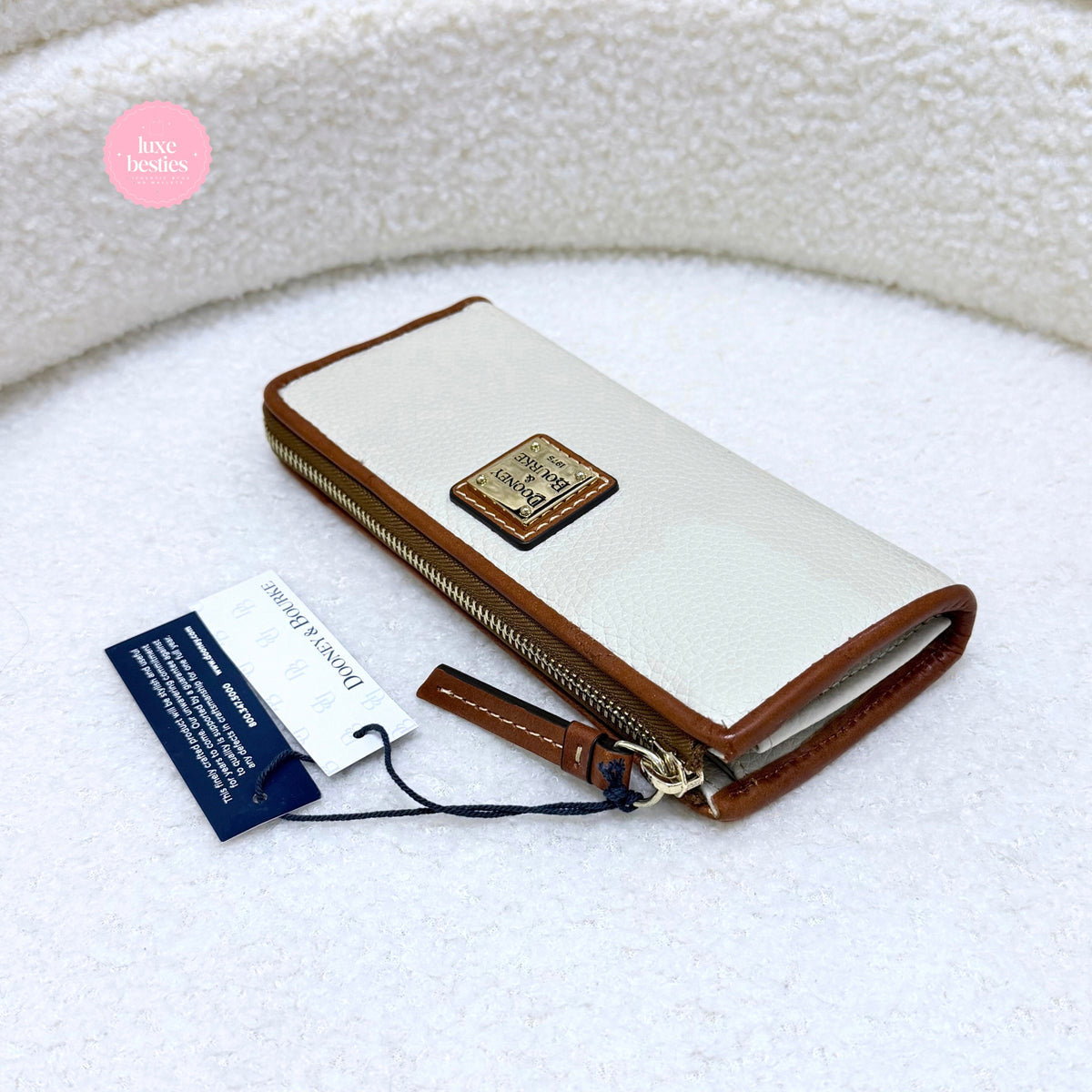 DOONEY & BOURKE Pebble Grain Zip Clutch | Bone