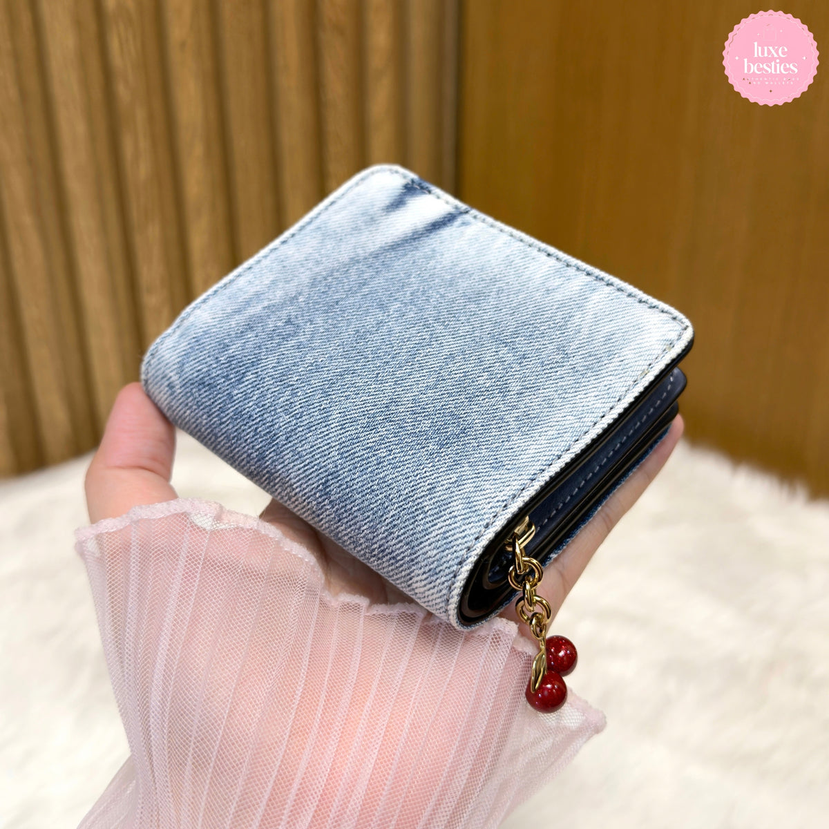 COACH Snap Wallet In Loved Denim With Charm