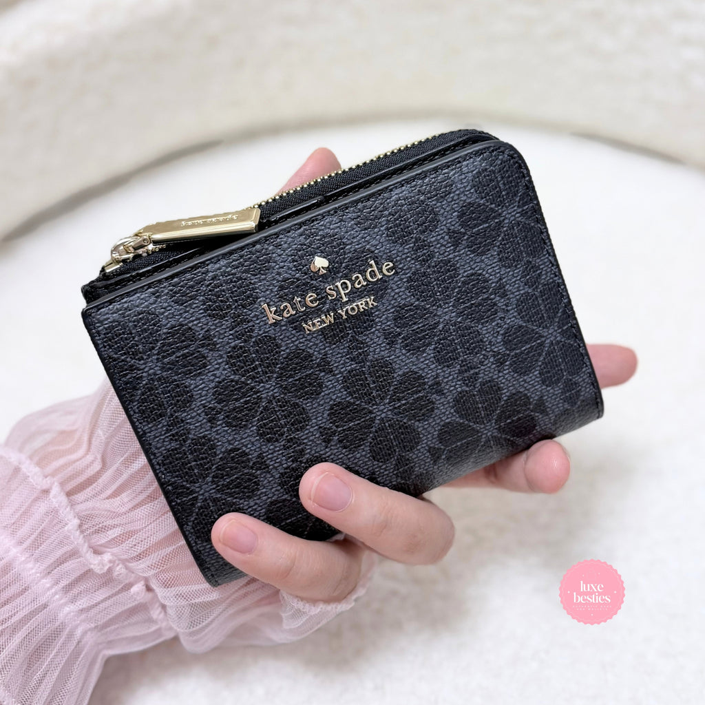 KATE SPADE Spade Flower Small L-Zip Wallet | Black
