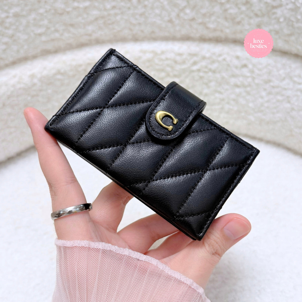 COACH Retail Multi Card Holder With Pillow Quilting | Black