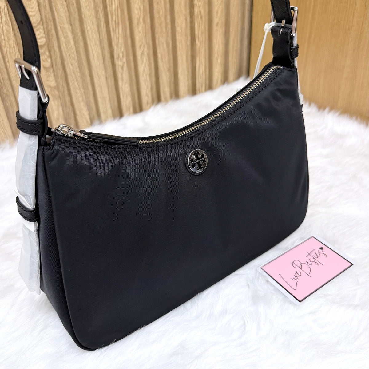 TORY BURCH Small Nylon Zip-Top Shoulder Bag | Black