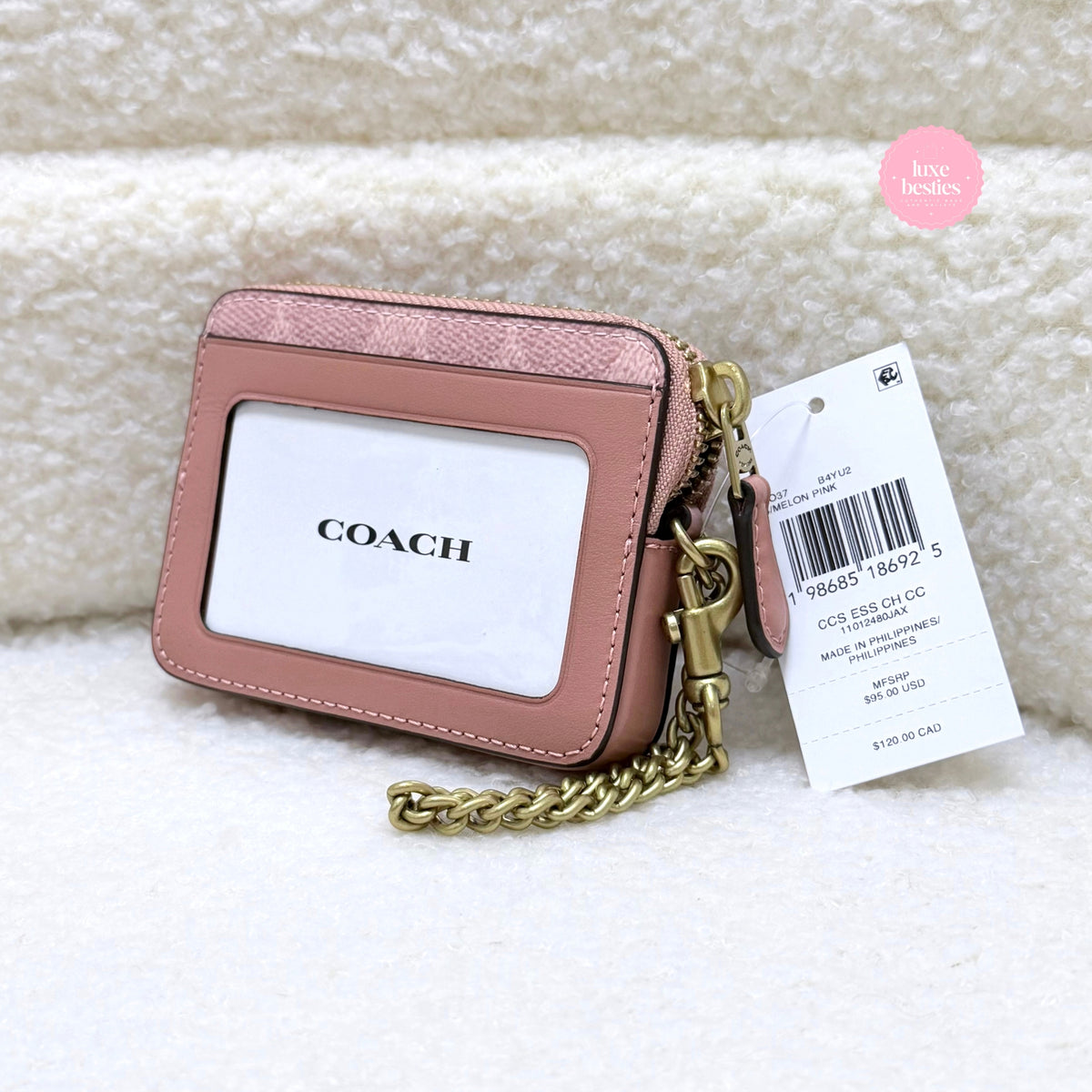COACH Retail Essential Chain Card Case | Melon Pink