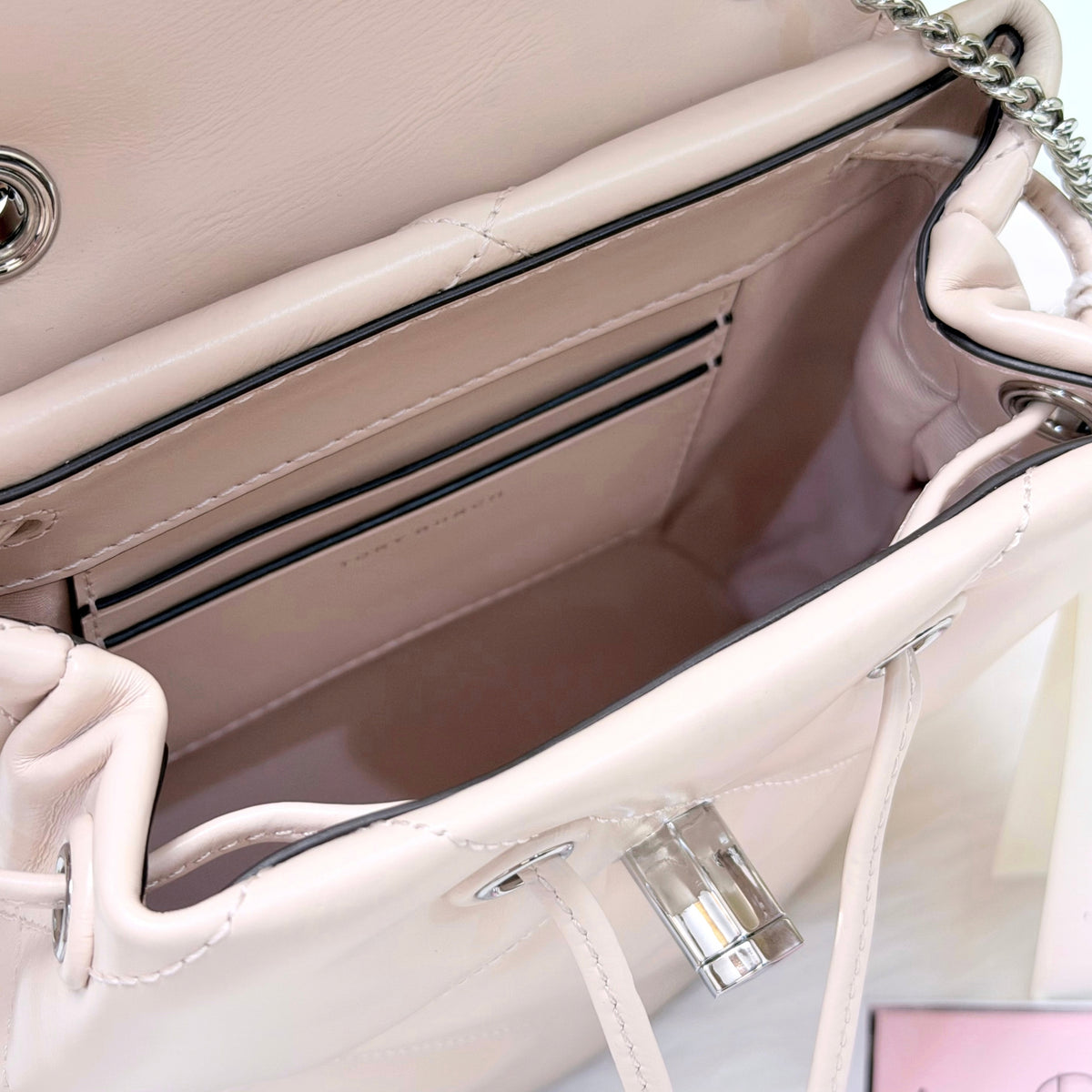 TORY BURCH Small Kira Diamond Quilted Leather Backpack | Soft Pink