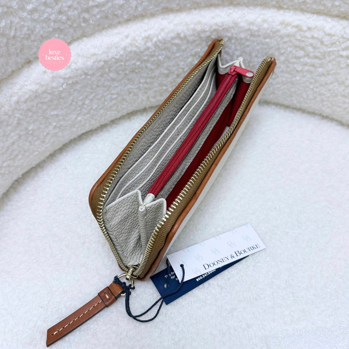 DOONEY & BOURKE Pebble Grain Zip Clutch | Bone