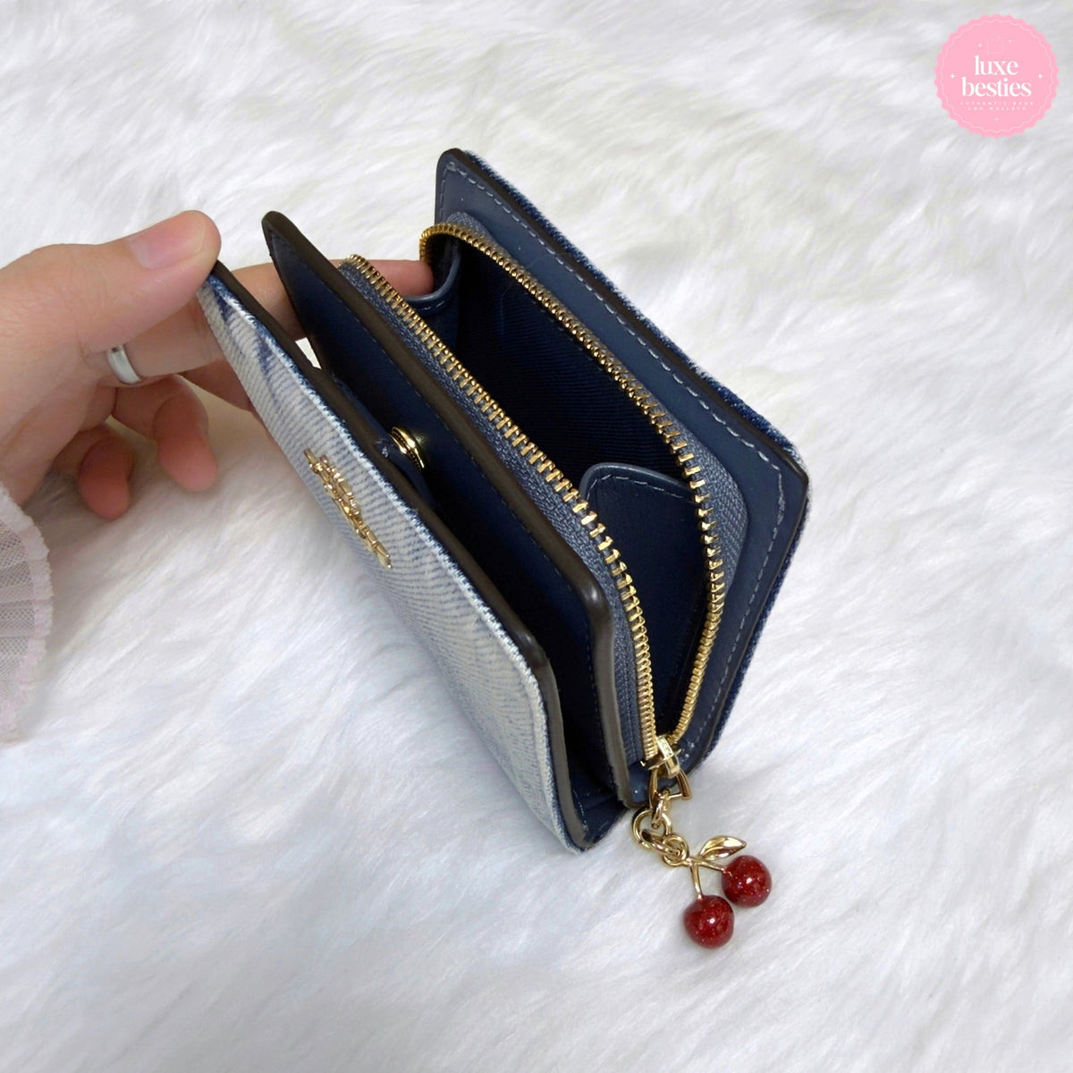 COACH Snap Wallet In Loved Denim With Charm