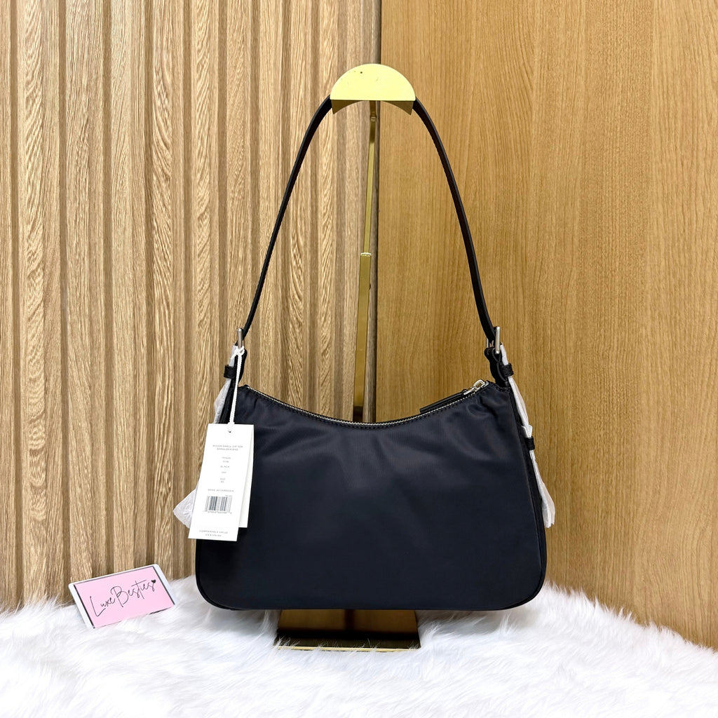 TORY BURCH Small Nylon Zip-Top Shoulder Bag | Black