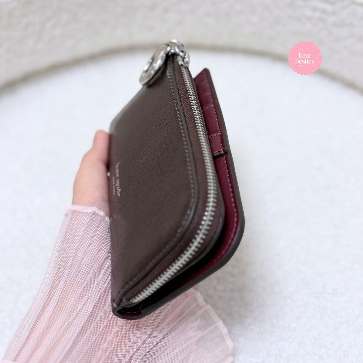 KATE SPADE Retail Halo Glazed Small Bifold Wallet | Hot Fudge