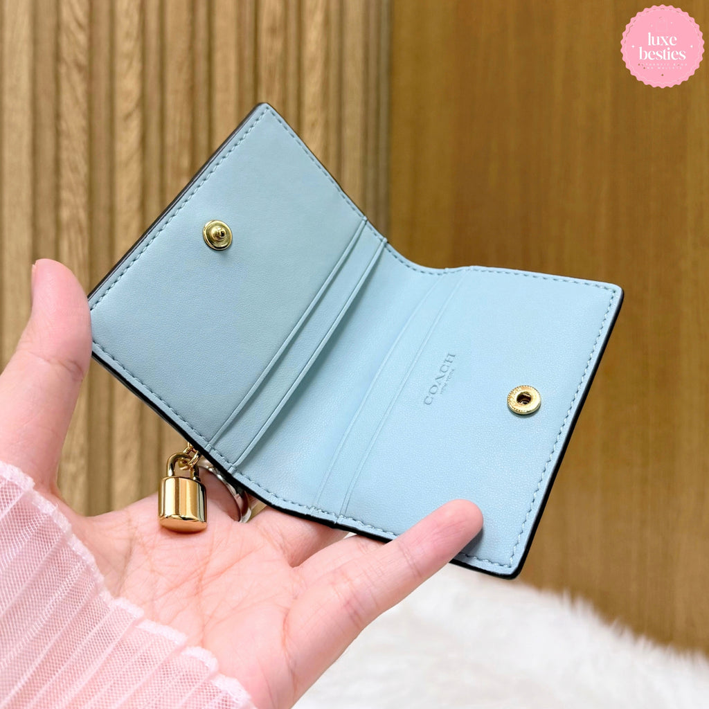 COACH Card Case With Charm In Signature Leather | Light Blue