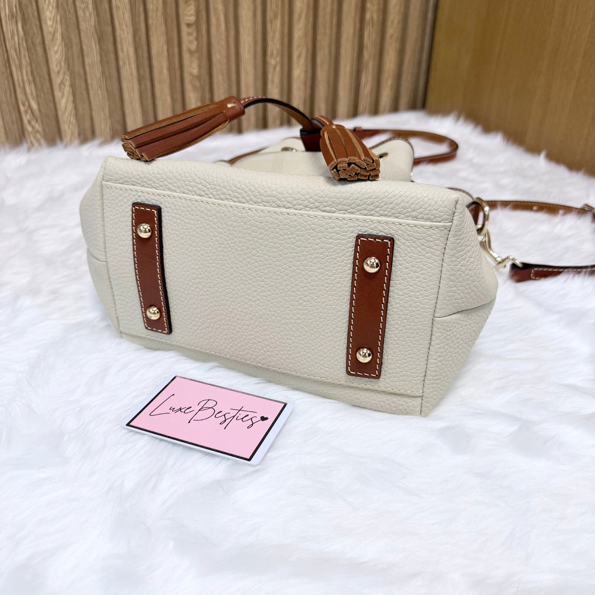 DOONEY & BOURKE Pebble Grain Aimee Crossbody Bucket Bag | Bone