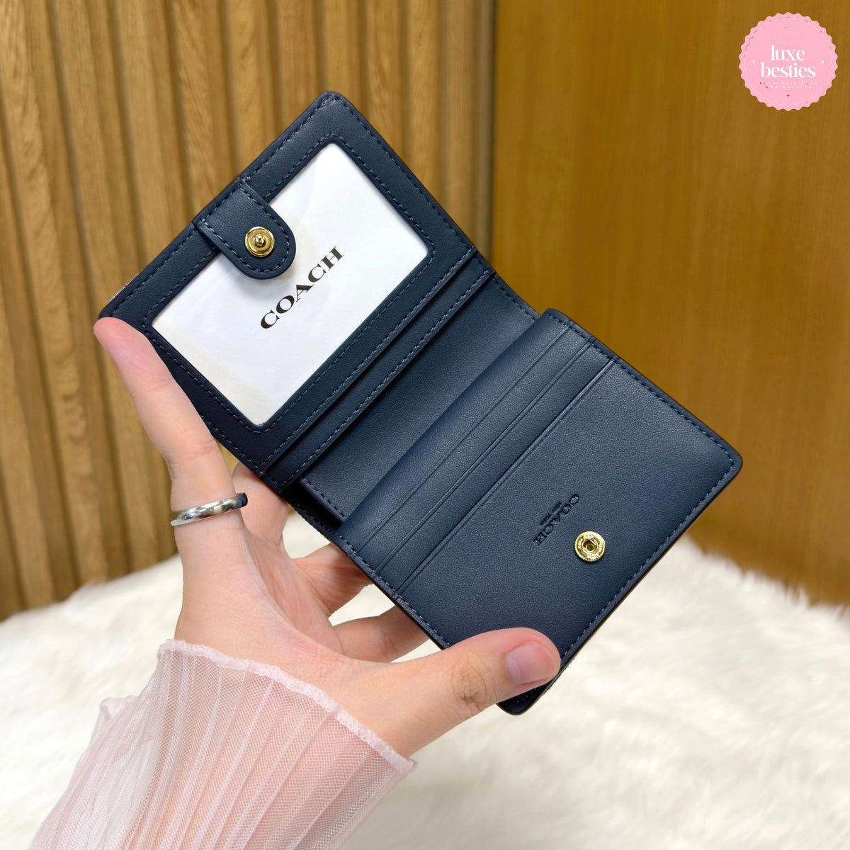 COACH Snap Wallet In Loved Denim With Charm