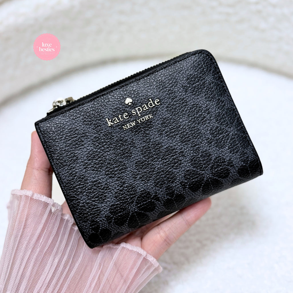 KATE SPADE Spade Flower Small L-Zip Wallet | Black