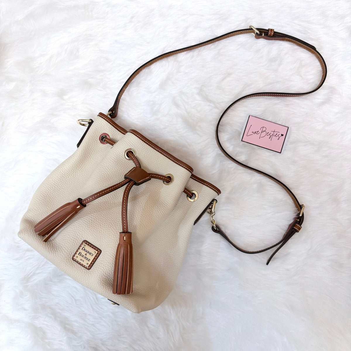 DOONEY & BOURKE Pebble Grain Aimee Crossbody Bucket Bag | Bone