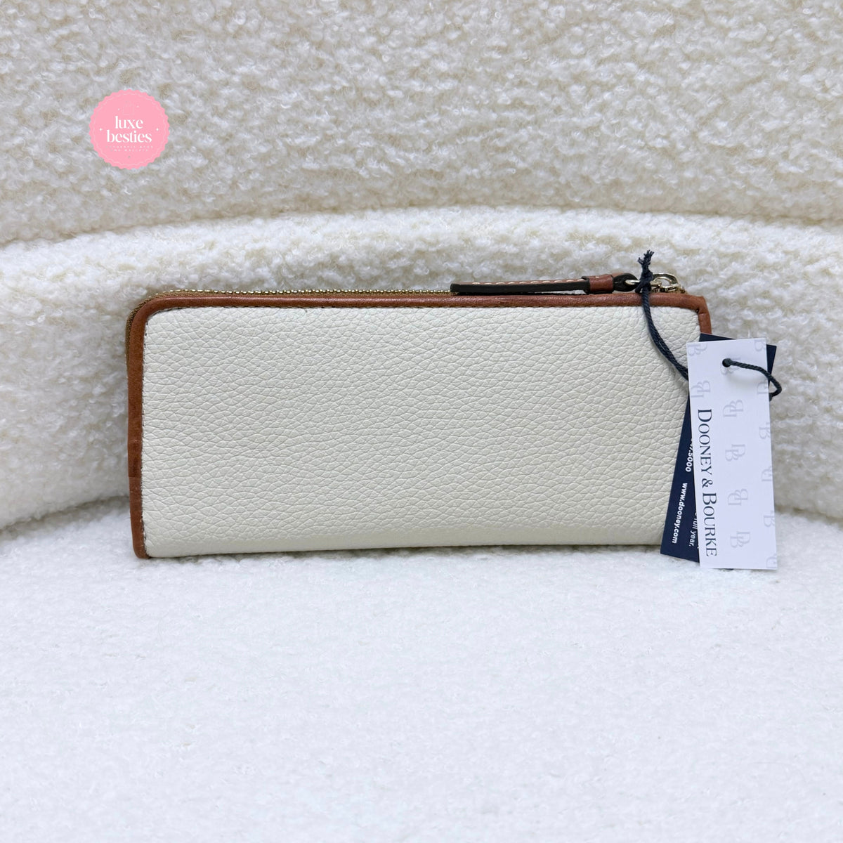 DOONEY & BOURKE Pebble Grain Zip Clutch | Bone