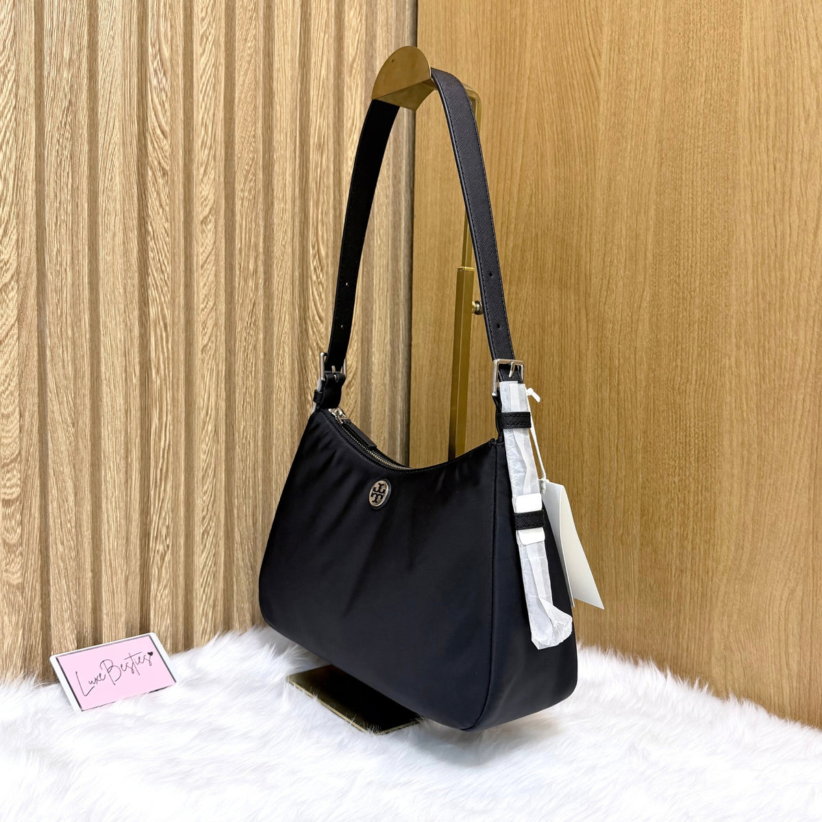 TORY BURCH Small Nylon Zip-Top Shoulder Bag | Black