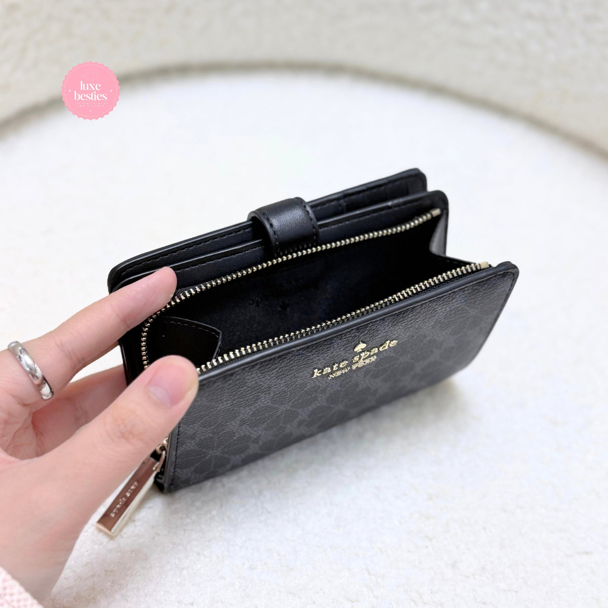 KATE SPADE Spade Flower Medium Bifold Wallet | Black