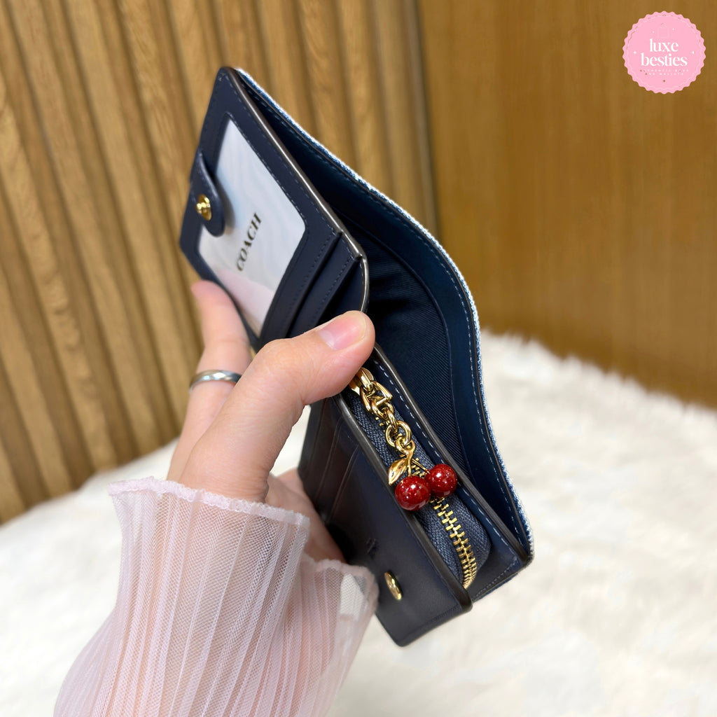 COACH Snap Wallet In Loved Denim With Charm
