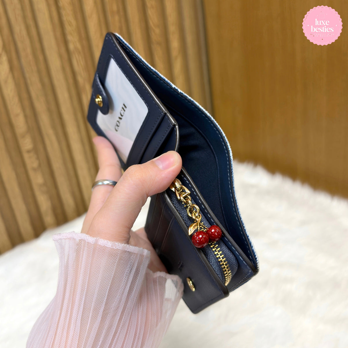 COACH Snap Wallet In Loved Denim With Charm