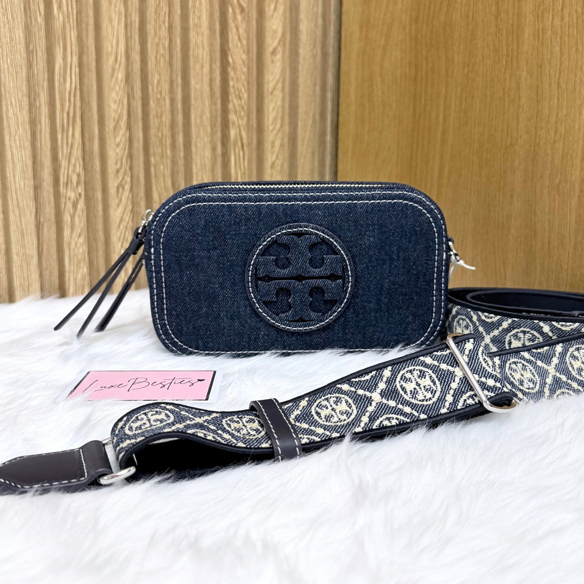 TORY BURCH Retail Mini Miller Denim Crossbody Bag | Royal Navy
