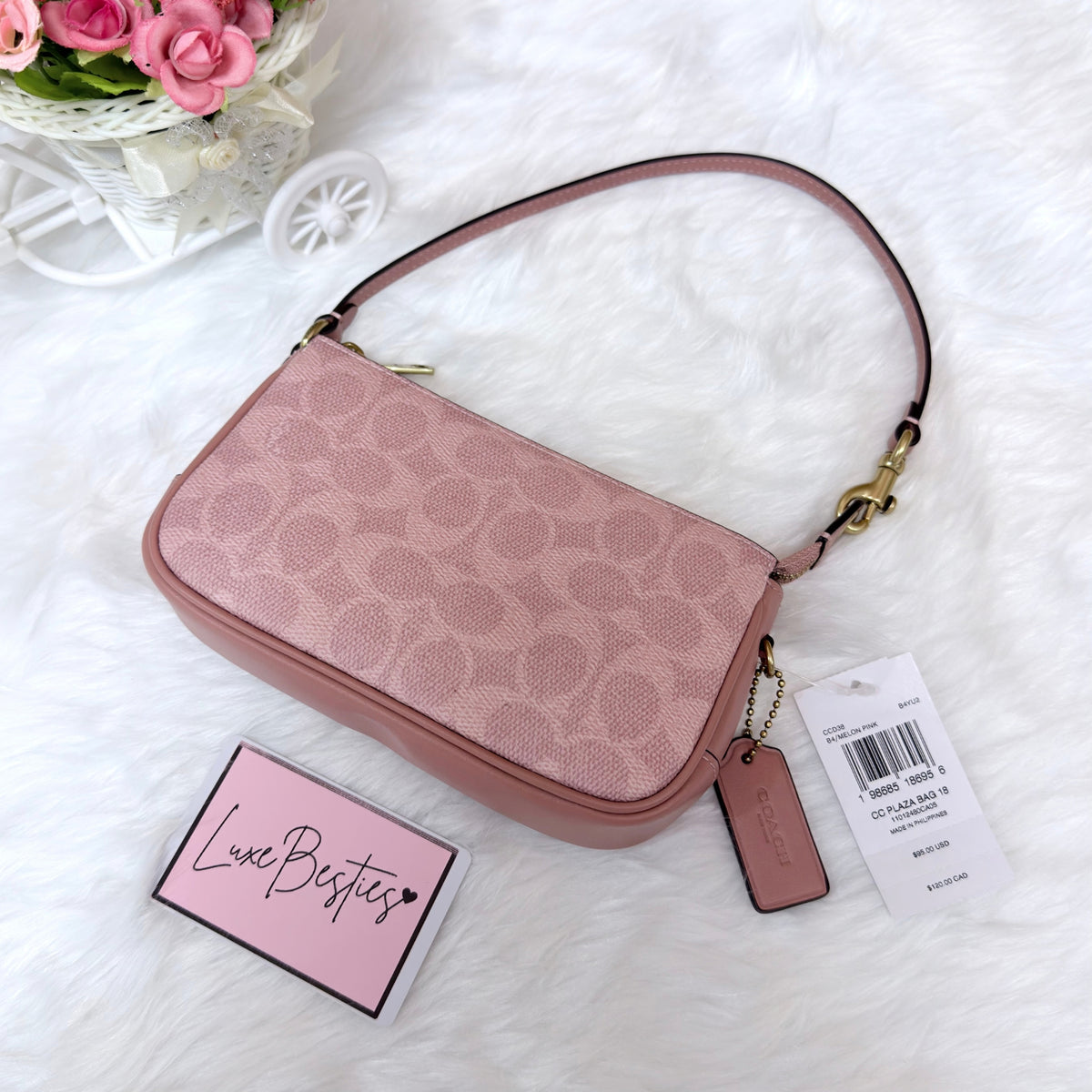 COACH Retail Plaza Bag 18 In Signature Canvas | Melon Pink