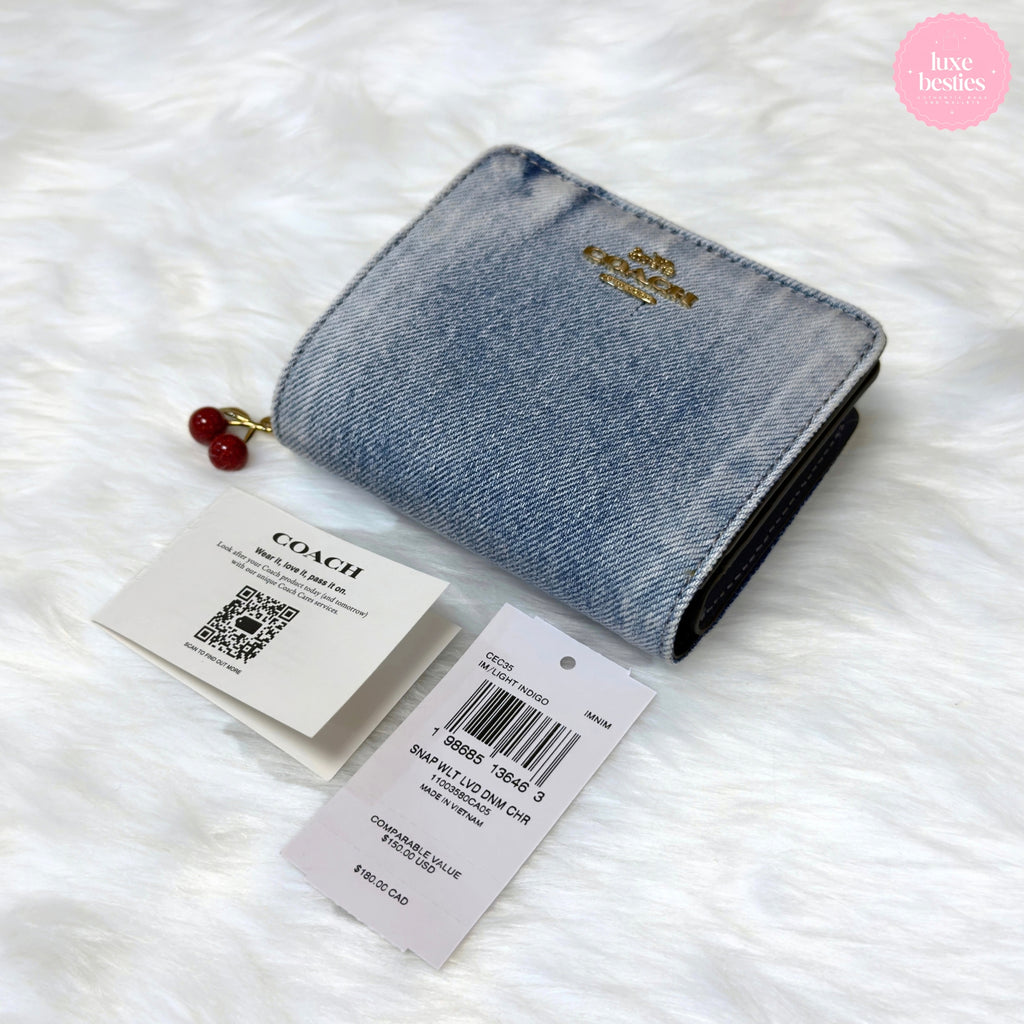 COACH Snap Wallet In Loved Denim With Charm
