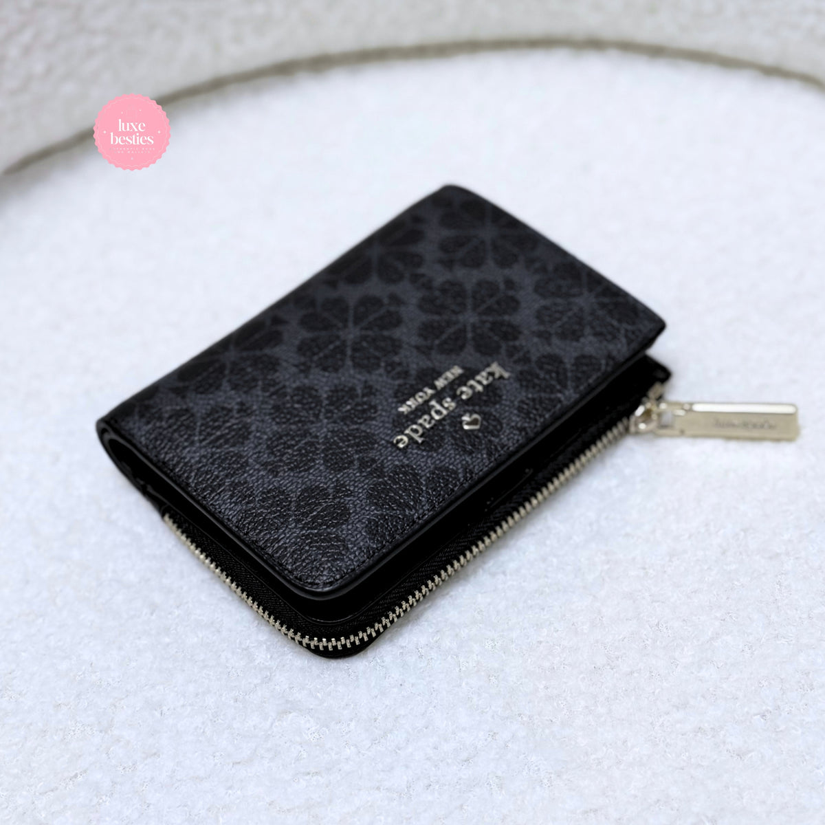 KATE SPADE Spade Flower Small L-Zip Wallet | Black