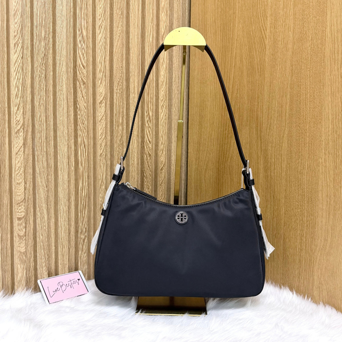 TORY BURCH Small Nylon Zip-Top Shoulder Bag | Black