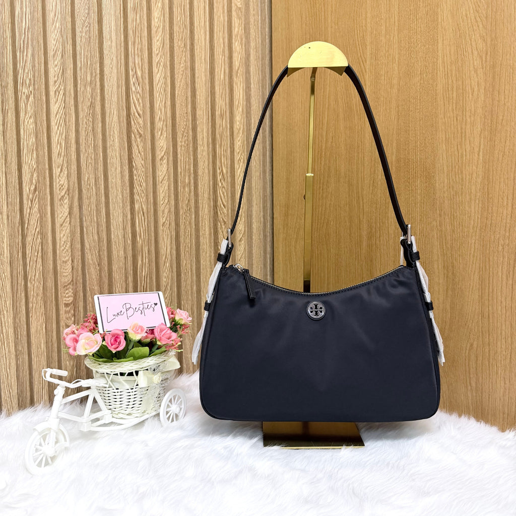 TORY BURCH Small Nylon Zip-Top Shoulder Bag | Black