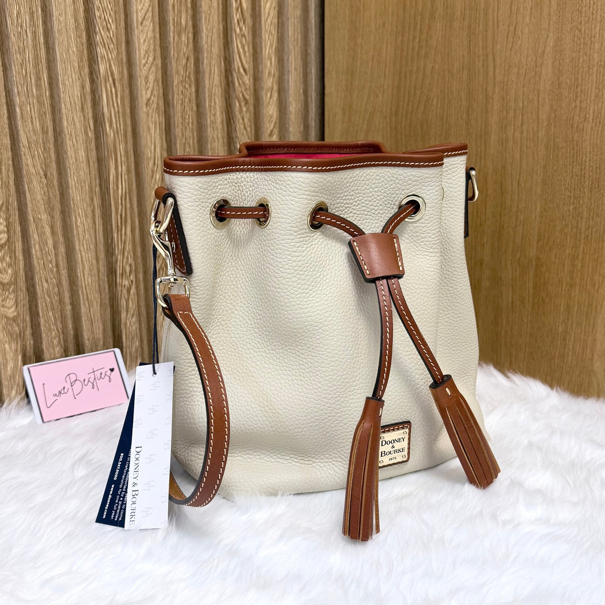 DOONEY & BOURKE Pebble Grain Aimee Crossbody Bucket Bag | Bone