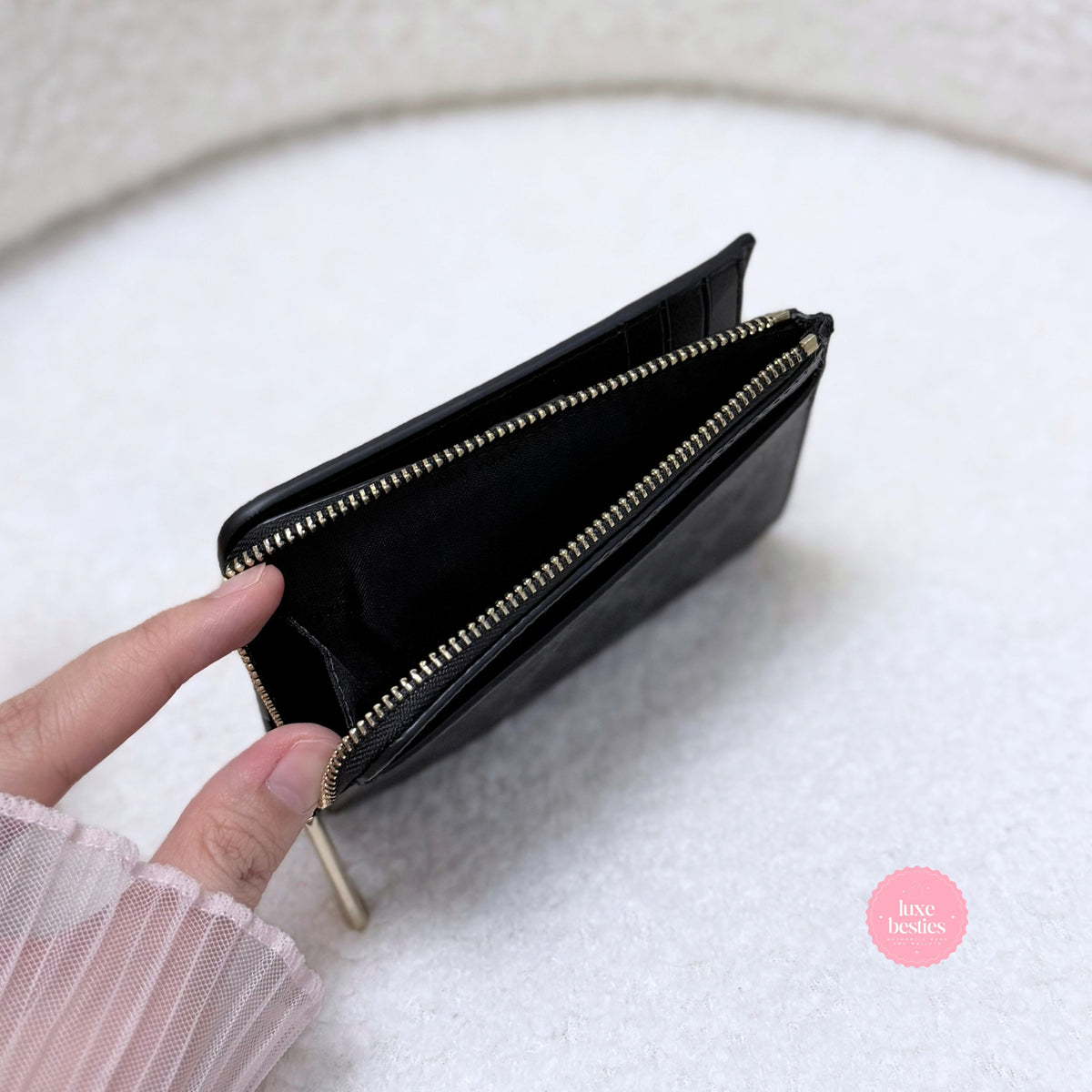KATE SPADE Spade Flower Small L-Zip Wallet | Black